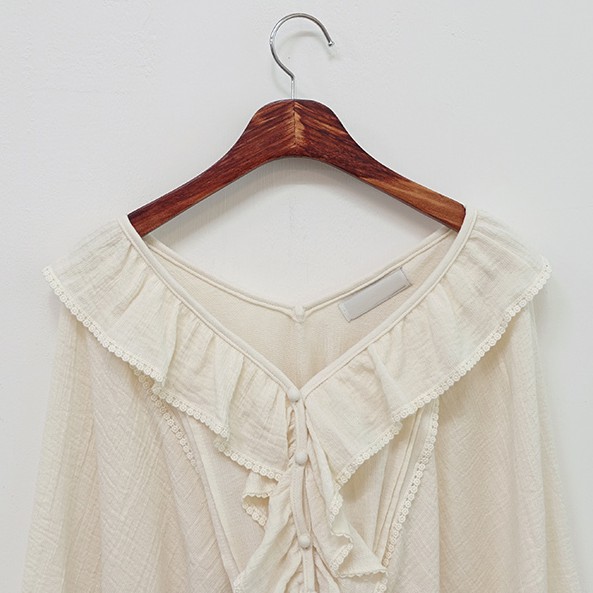 Áo Kiểu Tay Dài Phối Bèo Thiết Kế Cổ Chữ V Thanh Lịch 27395