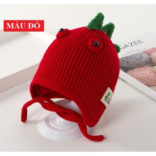 Mũ len khủng long che tai cho bé