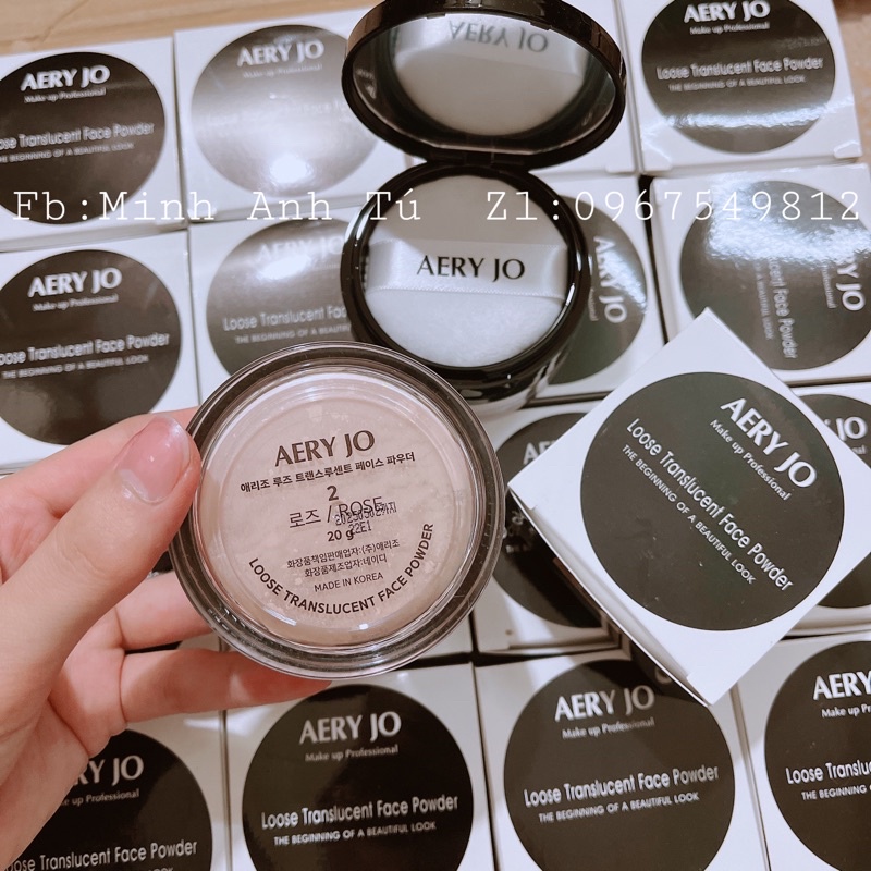 Phấn Phủ Bột Aery Jo 20g siêu mịn tạo lớp trag điểm tự nhiên sẵn 2 tone chuyên dùng cho makeup