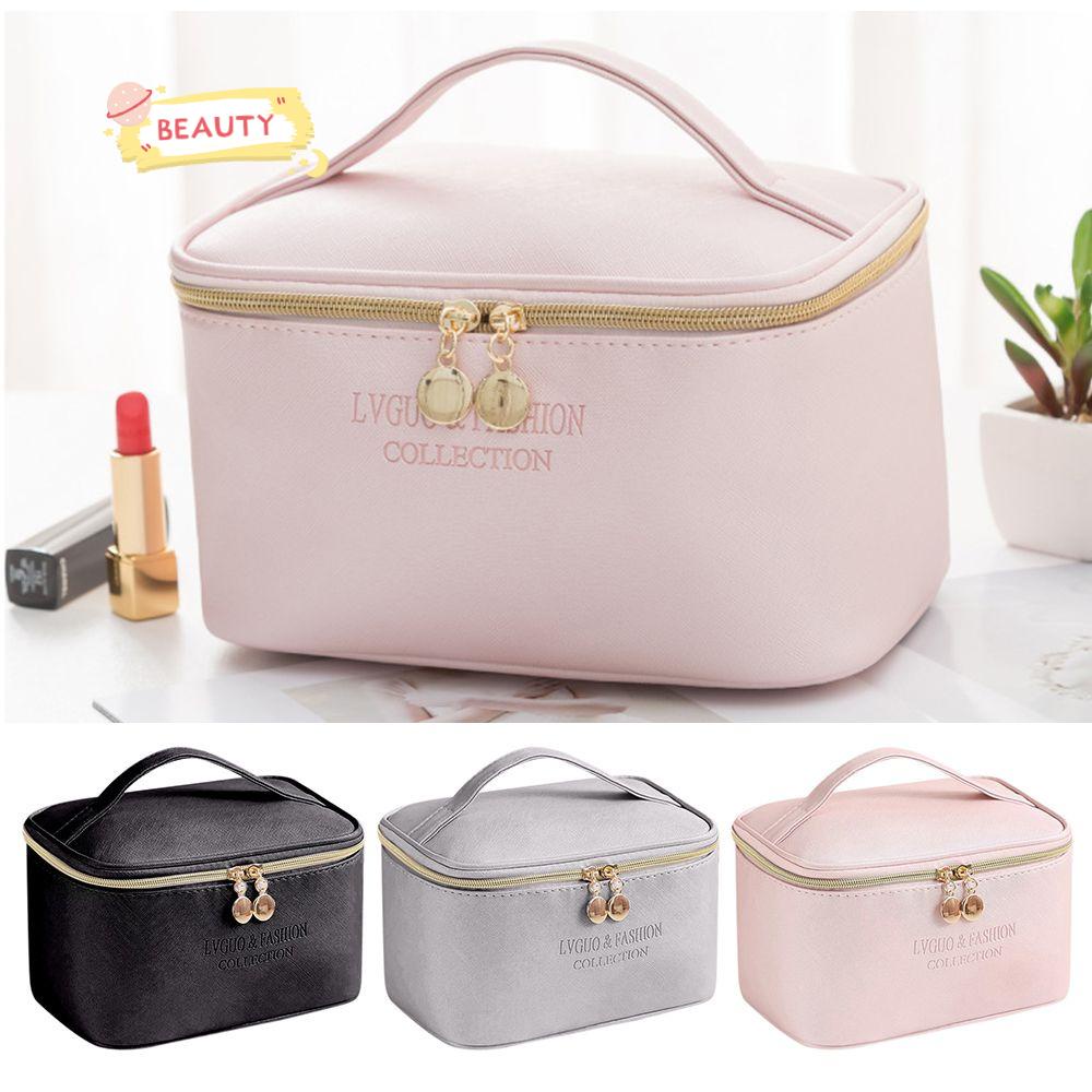 Túi Đựng Mỹ Phẩm Da PU Cỡ Lớn Có Khóa Kéo Đa Năng Tiện Dụng