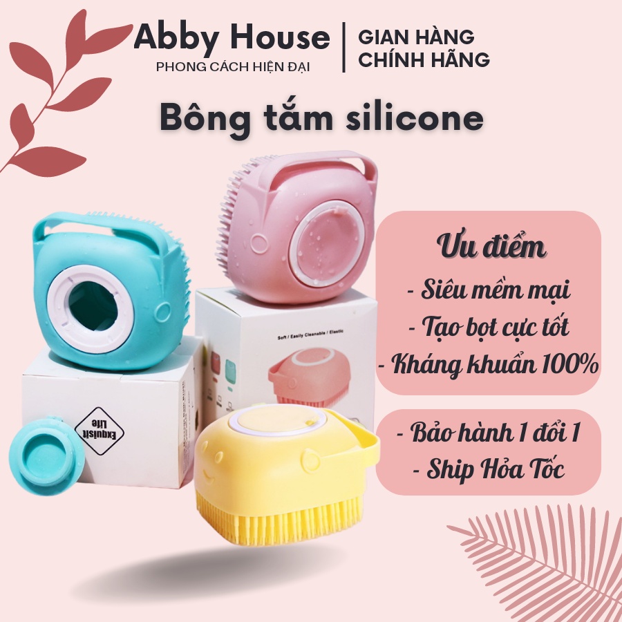Bàn chải tắm silicone siêu mềm, bông tắm silicone tạo bọt Abby House
