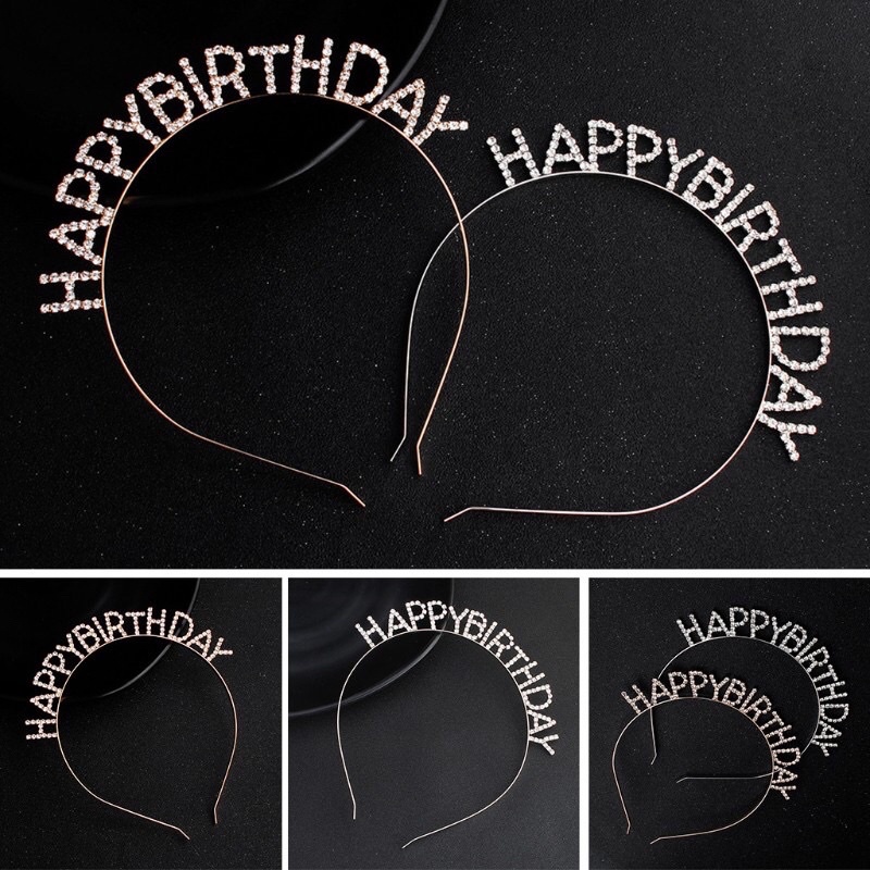 Bờm cài tóc đính đá lấp lánh happy birththday sinh nhật siêu đẹp cho người lớn và trẻ em