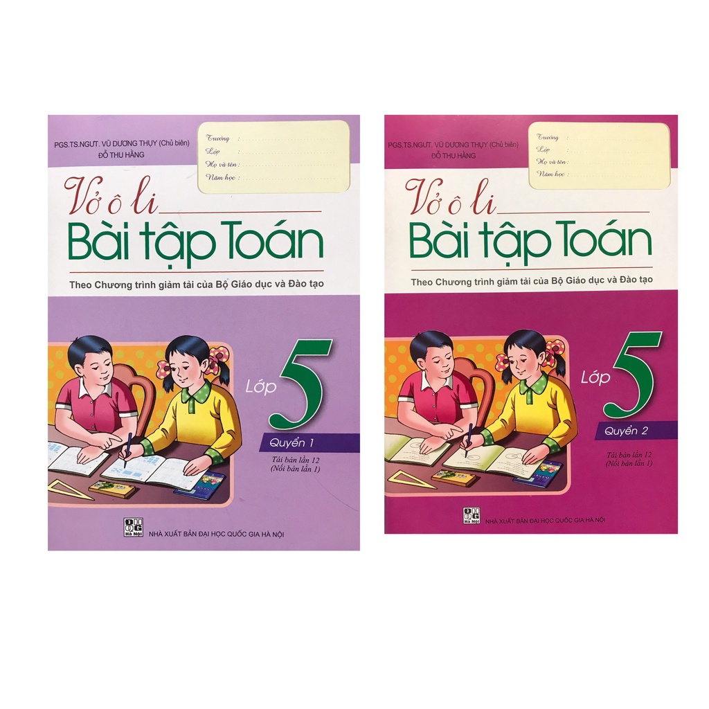 Sách - Combo vở ô li bài tập toán 5 quyển 1 + quyển 2