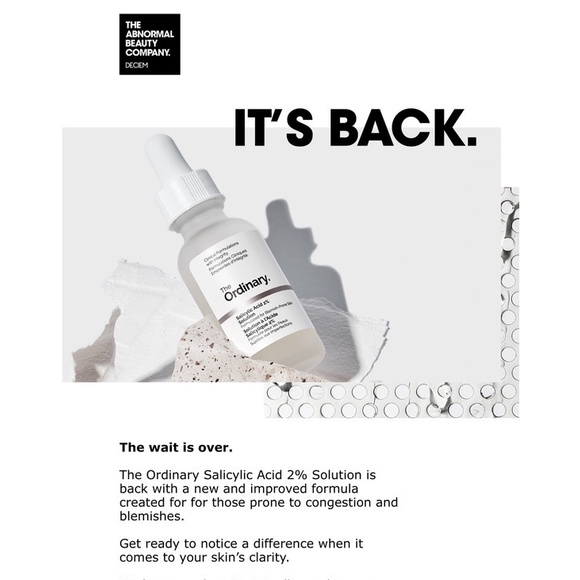 [Phiên Bản Mới] The Ordinary Salicylic Acid 2% Solution BHA - Mụn Trứng Cá / Vết Thâm / Lỗ Chân Lông Bị Tắc / Mụn đầu đen / Chất Tẩy Tế Bào Chết - 30ml