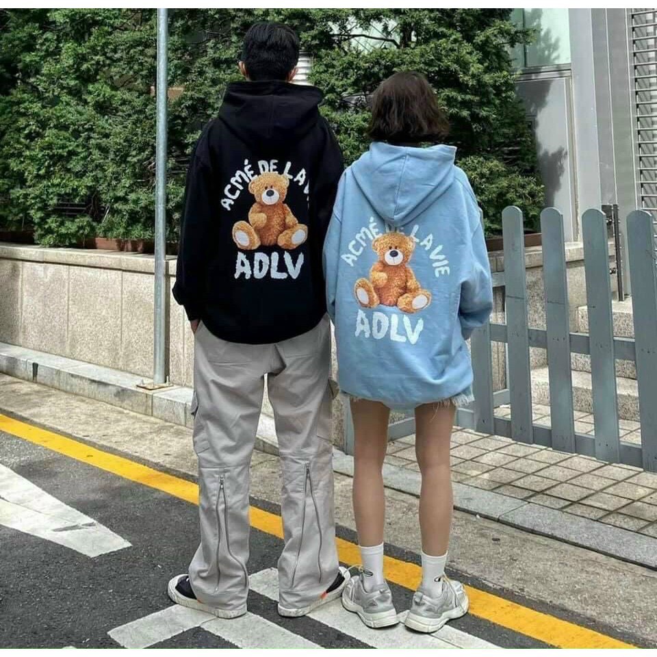 Áo nỉ hoodie ADLV GẤU , Áo nỉ hoodie unisex nam nữ form rộng oversize chất liệu Cotton kiểu dáng Hàn Quốc