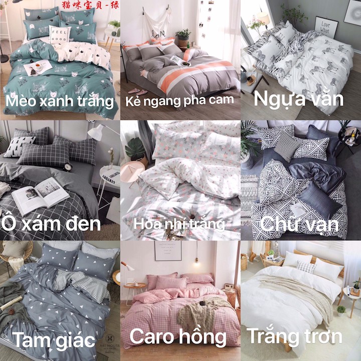 (CHAT CHỌN MẪU - 100 MẪU) BỘ CHĂN GA GỐI COTON POLY NHẬP KHẨU, DRAP GIƯỜNG ĐẸP