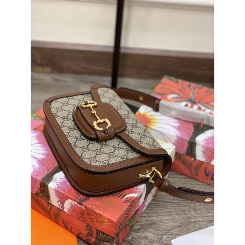 Túi đeo chéo Horsebit 1955 shoulder bag hoạ tiết logo viền nâu fullbox có hộp