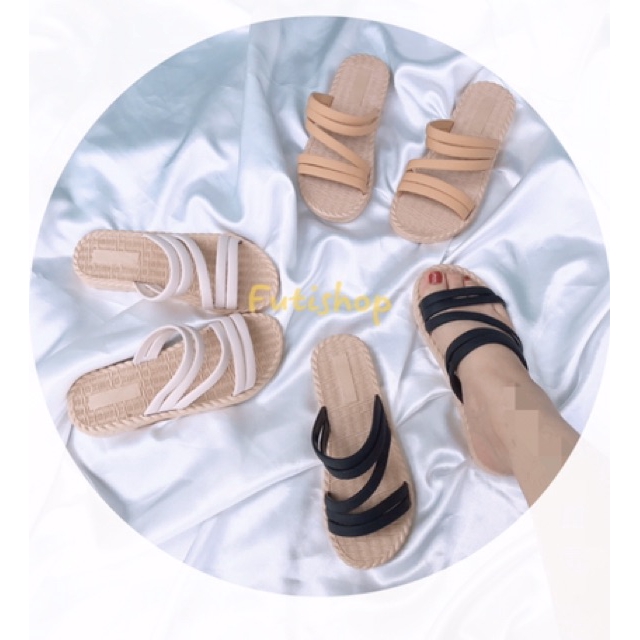 Dép nữ dây nhựa chéo mang hai kiểu