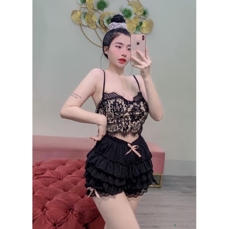 Quần ren tầng cao cấp đính nơ ( kèm ảnh thật)