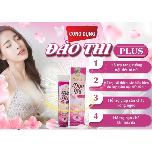 Đào Thi Viên Uống Nở Ngực dạng viên sủi tăng kích thước vòng 1 sau 2 tuần tặng viên mặt nạ collagen tươi soonacos