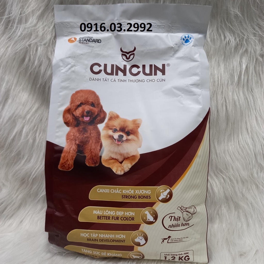 [Mã PET50 giảm 10% - tối đa 50K đơn 250K] Thức ăn cho chó cuncun 1,2kg, Thức ăn cho chó poodle, phốc sóc, chihuahua