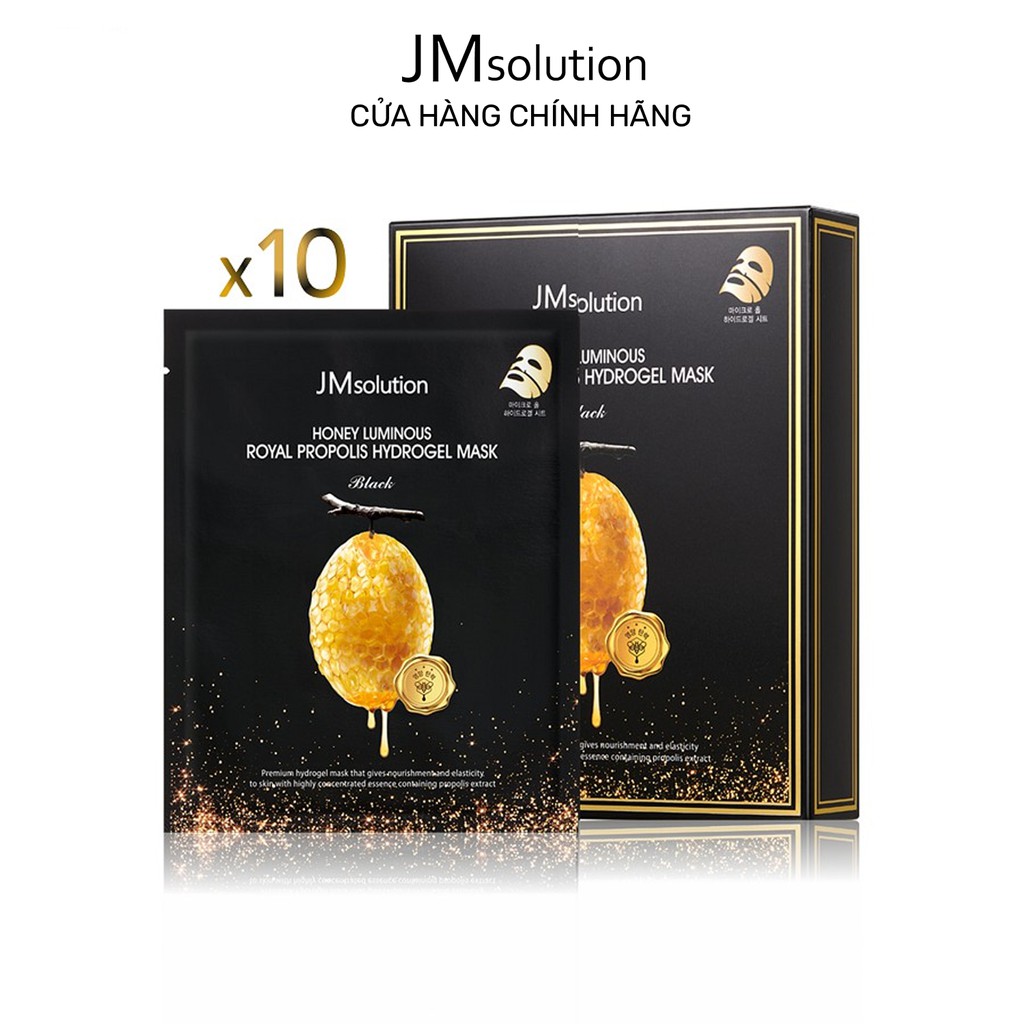 Combo 10 Mặt nạ thạch mật ong, chống lão hóa da JMSolution Honey Luminous Royal Propolis Hydrogel Mask Black 30g x10