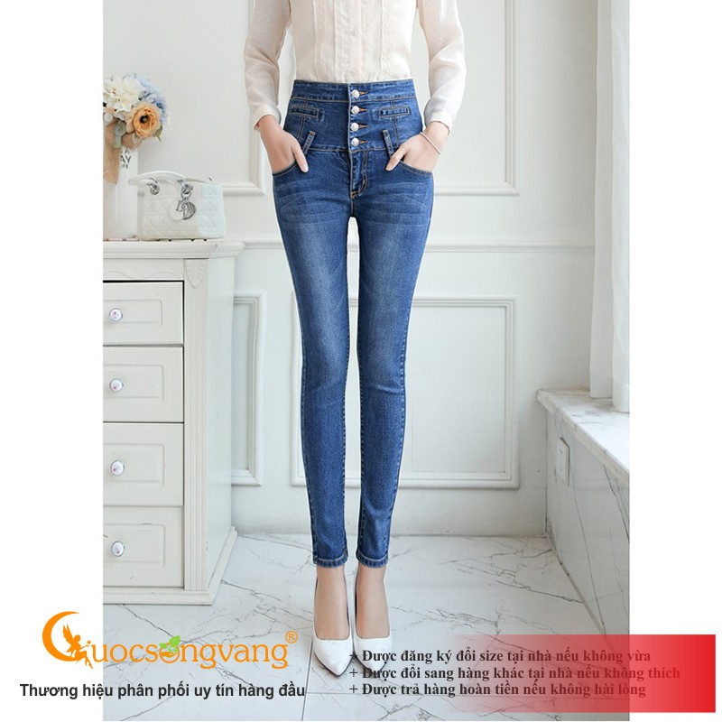 Quần jean nữ lưng cao 4 nút quần nữ eo cao co giãn GLQ099 Cuocsongvang