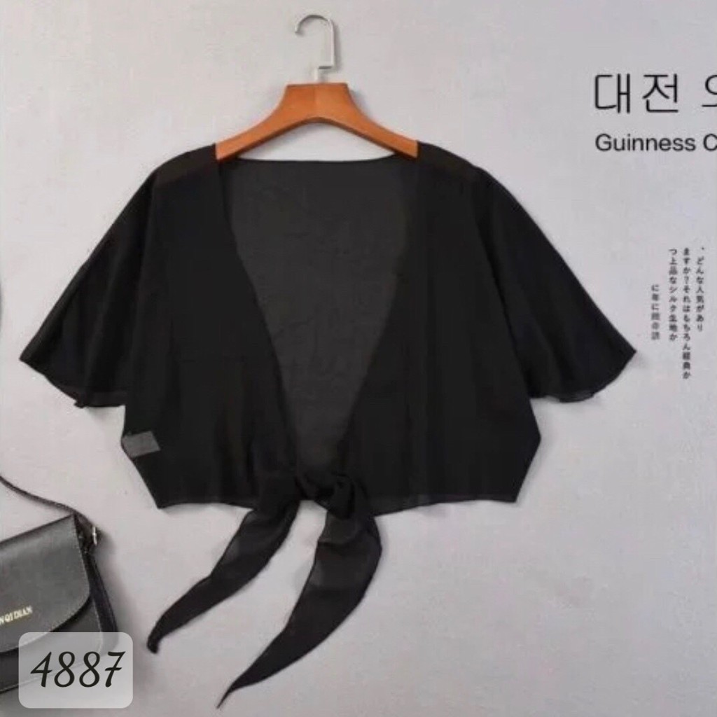 4887 - Da/Trắng/Đen - Khoác BIGSIZE Voan