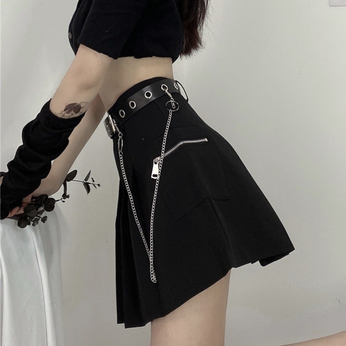 [Mã WASKT304 giảm 15% tối đa 30K đơn 99K] Chân váy tennis xếp li kèm thắt lưng dây xích cá tính, năng động, thời trang