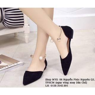 FREE SHIP Giay sandal bít mũi nhung vòng châu