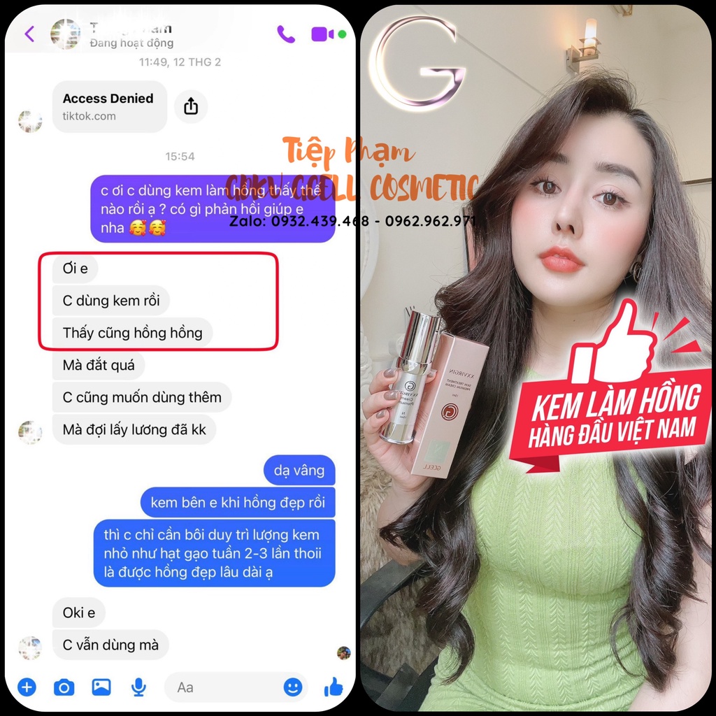 Combo Thu hẹp Bikini YZONE CLEASER 15 viên và Kem Hồng Nhũ Bi 5ml XXVIRGIN N