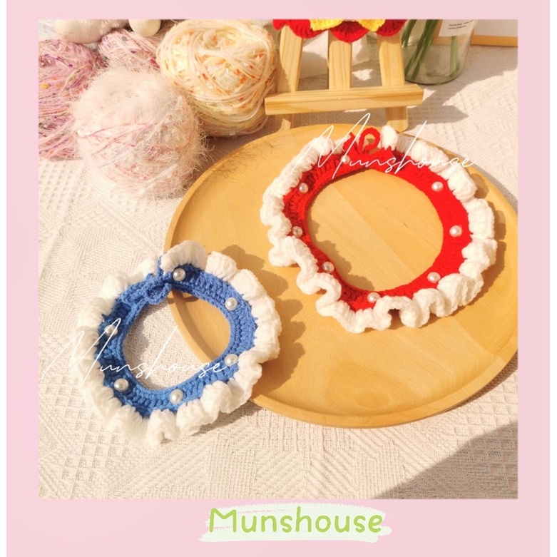 Yếm viền bèo xanh đỏ xinh cho thú cưng