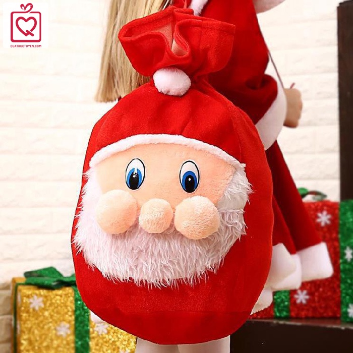 Túi đựng quà ông già Noel - túi quà giáng sinh vải nhung mềm 36 x 45cm