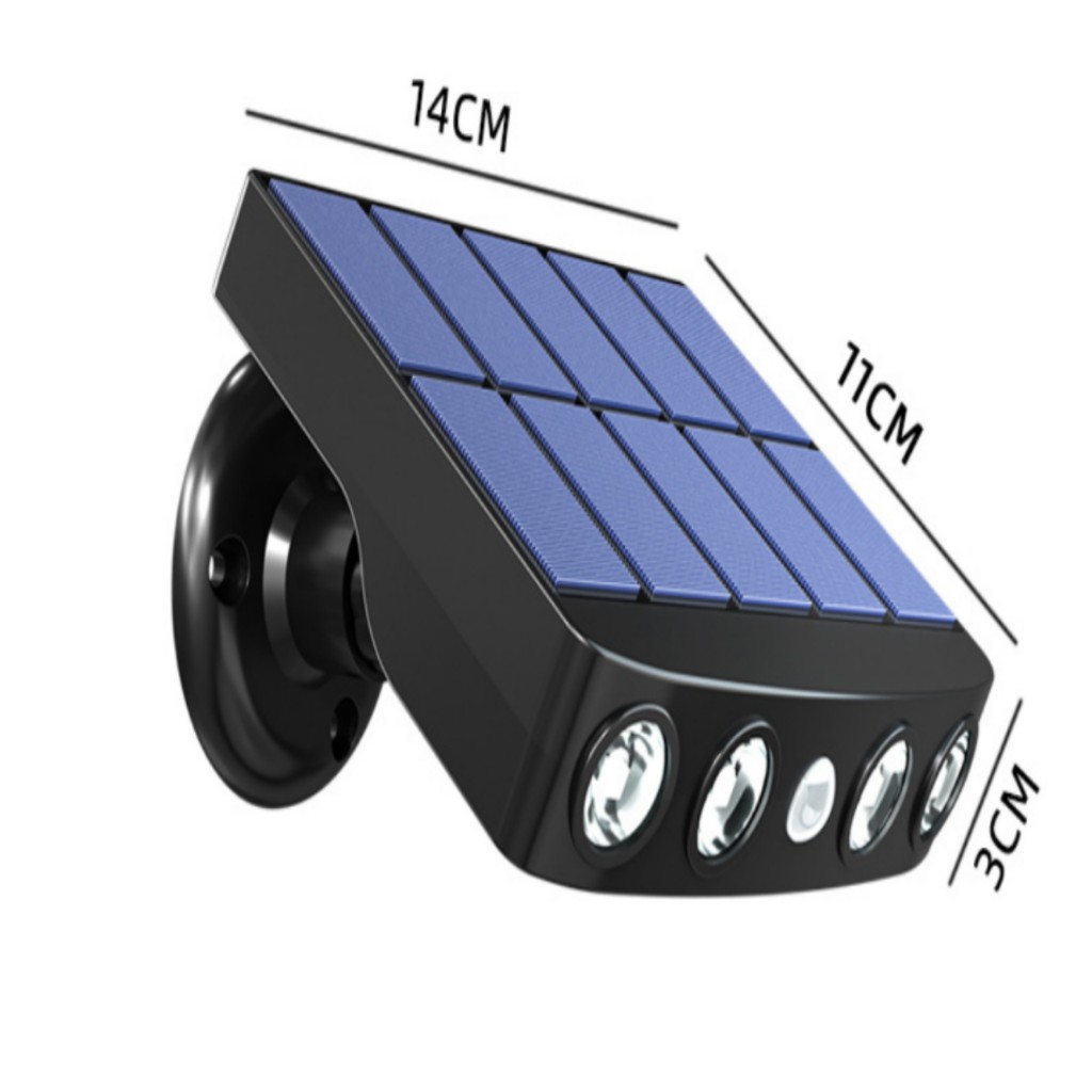 Đèn Cảm Ứng Ngoài trời Cảnh Báo Trộm 1200mAh Solar Black