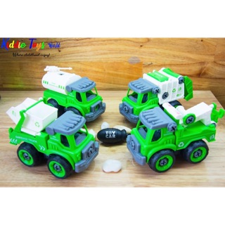 Sét 4 xe chở rác kèm tua vít, cà lê có thee tháo lắp