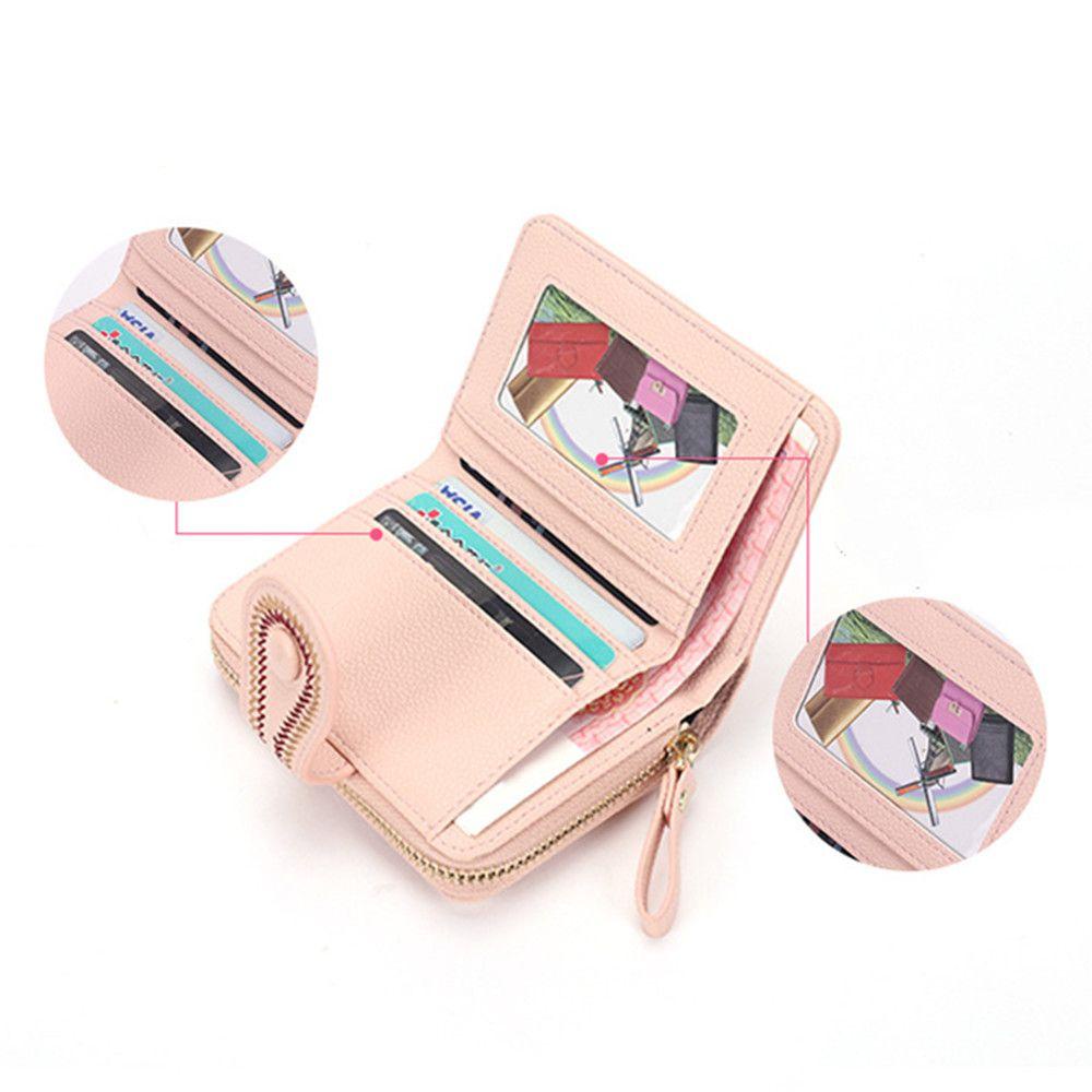 Ví Da Dáng Ngắn Có Khóa Kéo Dùng Đựng Thẻ / Điện Thoại Cho Nữ