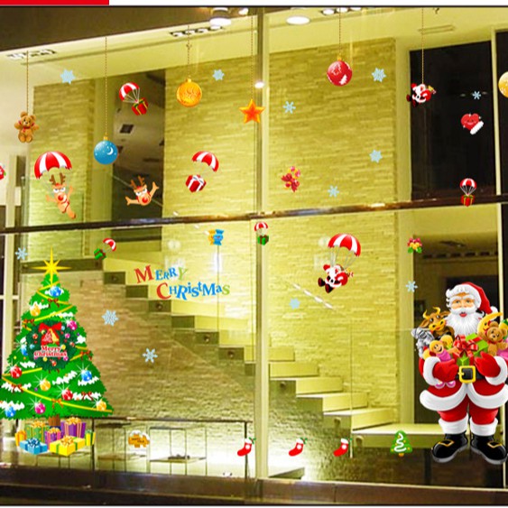 Tranh dán tường ÔNG GIÀ NOEL (2 TỜ) rực rỡ mùa giáng sinh dành cho bé - Decal dán tường