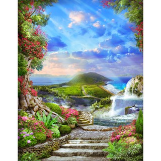 Tranh dán tường khổ dọc HD Cảnh đẹp thiên nhiên HUD0306 Kim sa