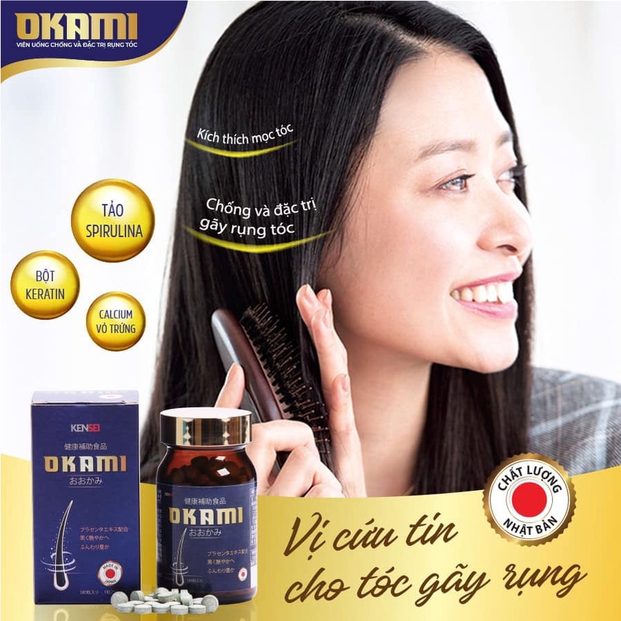 Viên uống giảm rụng và mọc tóc Okami - 180 viên