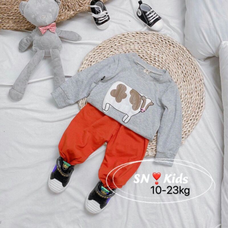 combo bộ cotton con bò cho sỉ.