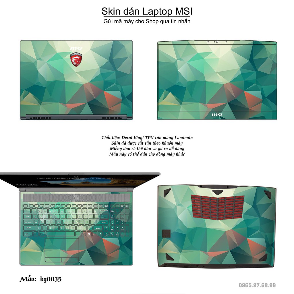 Skin dán Laptop MSI in hình Vân kim cương (inbox mã máy cho Shop)