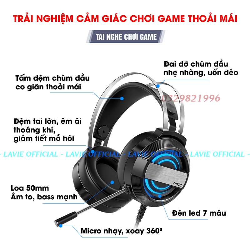 Tai Nghe Máy Tính Gaming Có Mic Đàm Thoại, Tai Nghe Chụp Tai Máy Tính Học Online Âm Thanh Chuẩn Bass Mạnh
