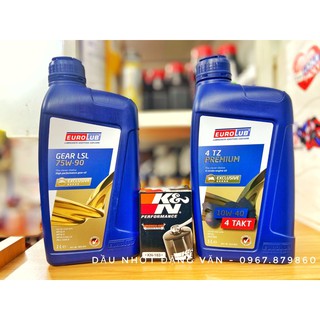 Combo Eurolub Premium 10W40 1L4 + 300cc Láp, Lọc Nhớt K&N cho xe Piaggio