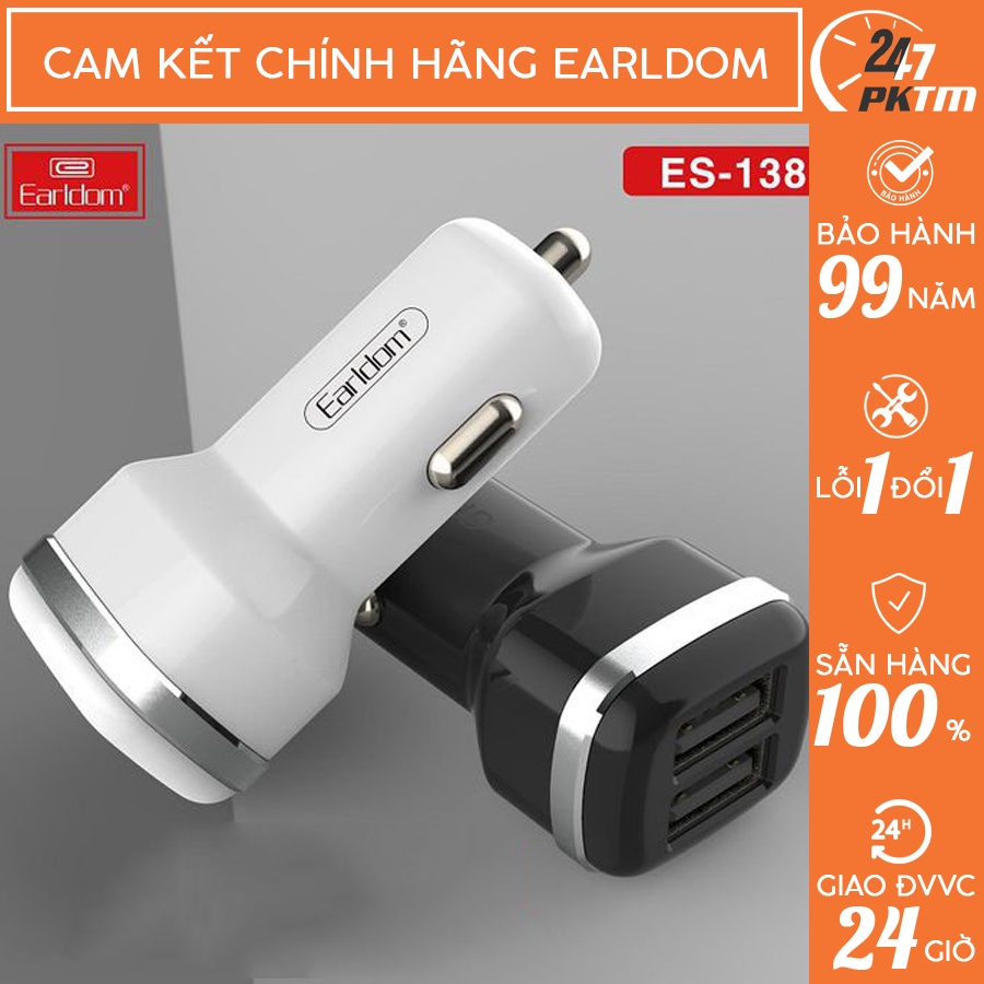 CHÍNH HÃNG EARLDOM Tẩu sạc Ô Tô Hỗ Trợ Sạc Nhanh 2.4A Earldom ES-138 | Phụ Kiện Thông Minh 247 VN