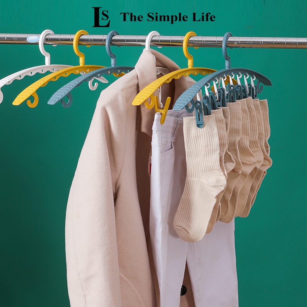 Móc treo quần áo nhiều kẹp, kẹp phơi, treo quần áo bằng nhựa, chống trượt, chắc chắn đa năng, tiện dụng [CHÍNH HÃNG]