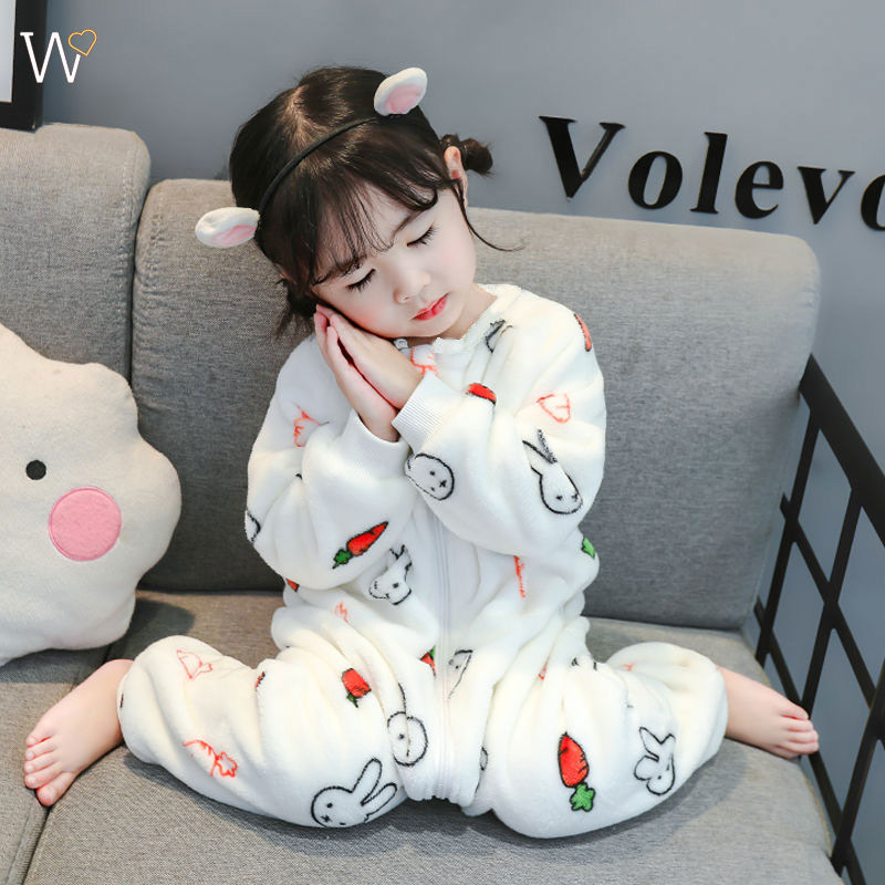 Bộ Đồ Ngủ Vải Flannel Dày Thời Trang Mùa Đông Cho Bé