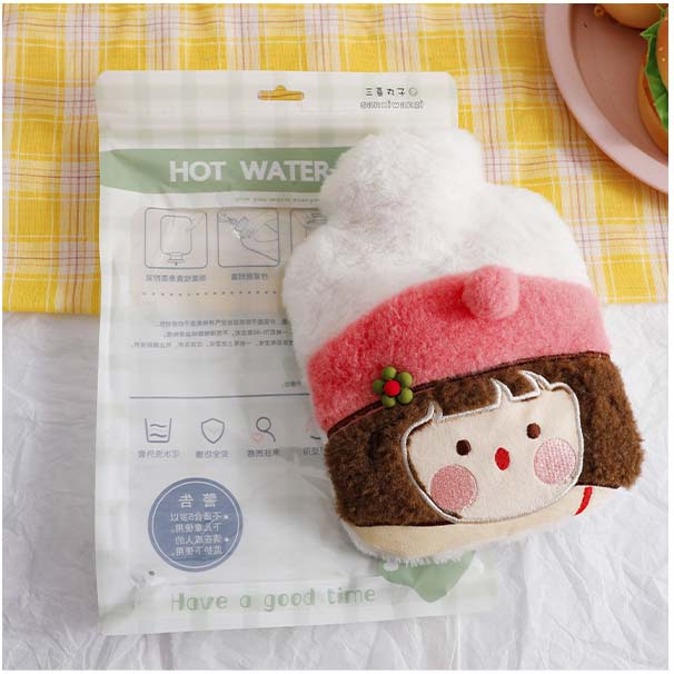 Túi chườm nóng lạnh bụng kinh đa năng 400ml có lớp vải nhung bên ngoài