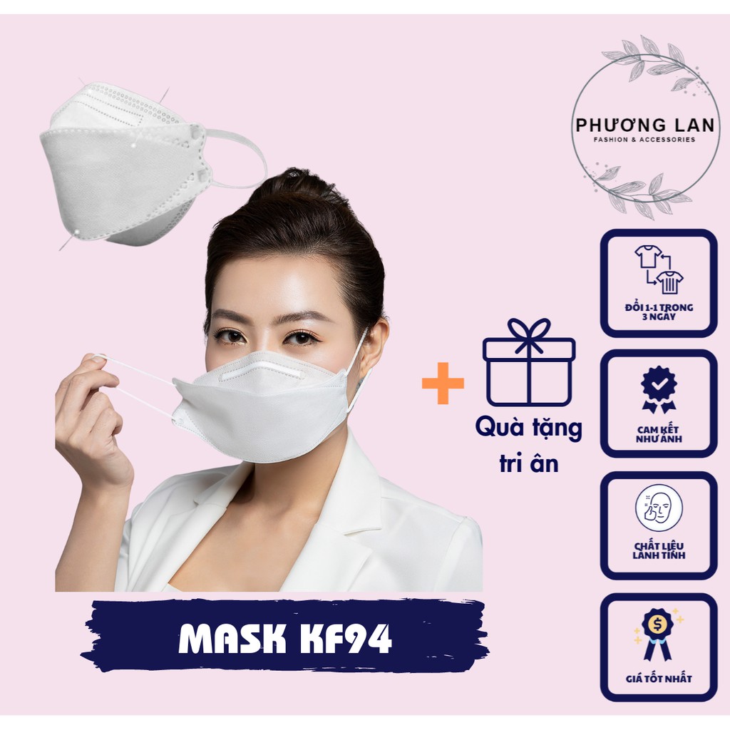 Khẩu Trang 4D 50 Cái KF94 Mask Ba Màu XÁM / TRẮNG / XANH PHULA