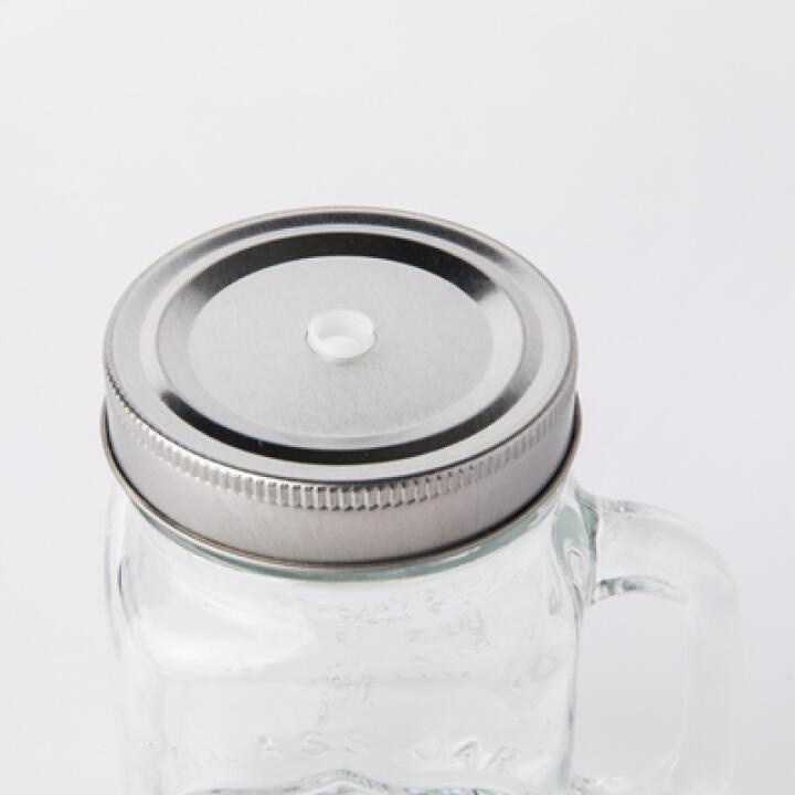 Cốc Thủy Tinh ARTBOX Hàn Quốc Mason Jar Có Ống Hút Màu Đỏ
