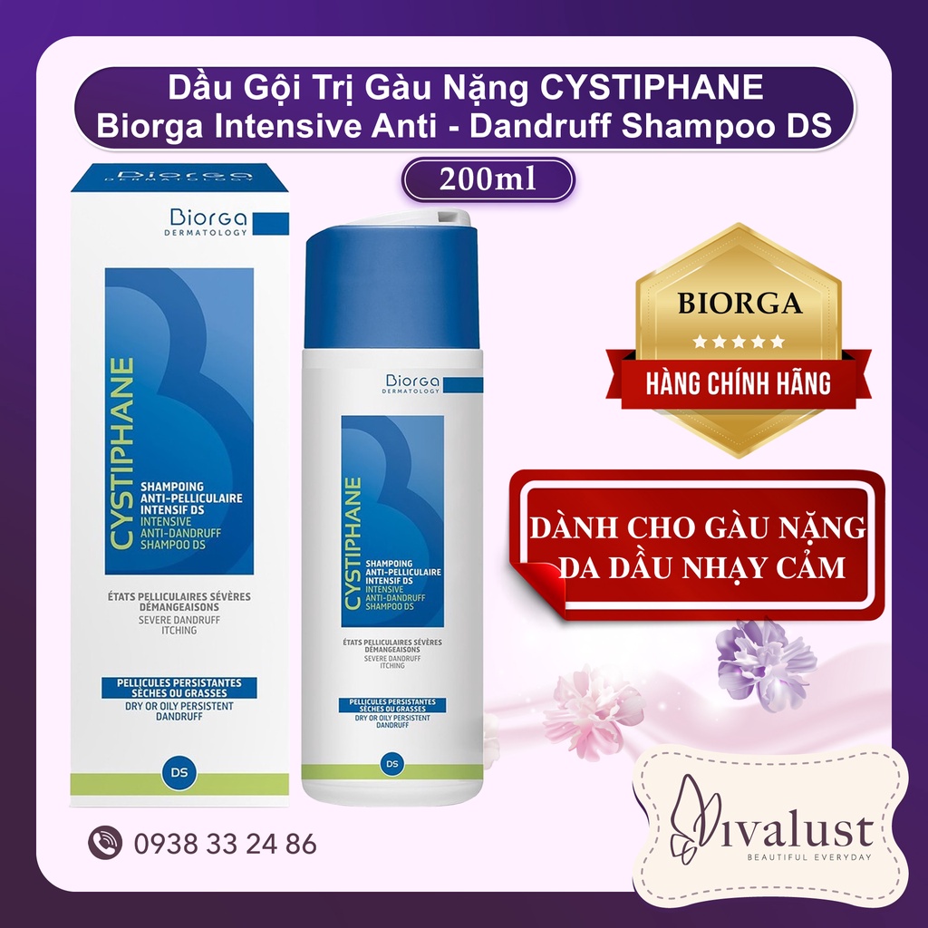 Dầu Gội Giảm Gàu CYSTIPHANE Biorga Anti - Dandruff Shampoo DS (200ml)