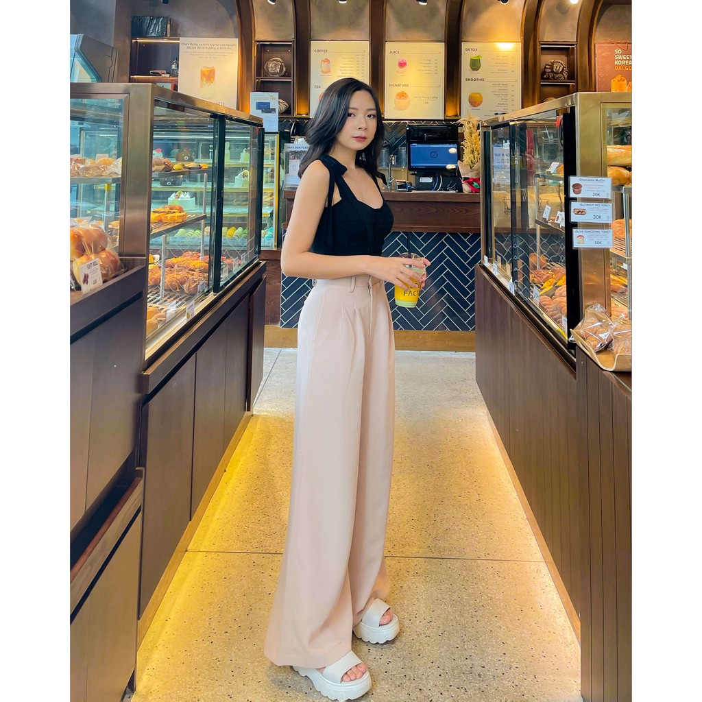 Áo hai dây cúp ngực buộc nơ bản to thiết kế T-Ju chất thun co giãn cao cấp dáng croptop | BigBuy360 - bigbuy360.vn