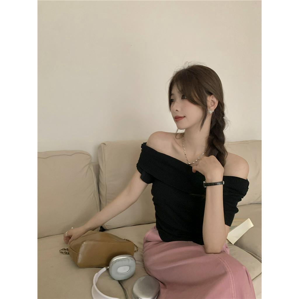 Áo Dệt Kim Tay Ngắn Trễ Vai Thiết Kế Mới Thời Trang Mùa Hè Cho Phái