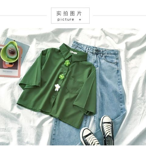 Hong Kong Style Short Sleeve Collar Shirt 2020 Women's Fashion
