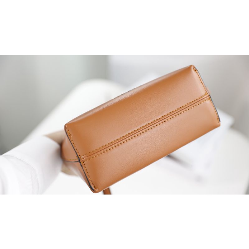 Túi xách nữ trống F.D mini sz20cm da lì dày dặn logo dập nổi