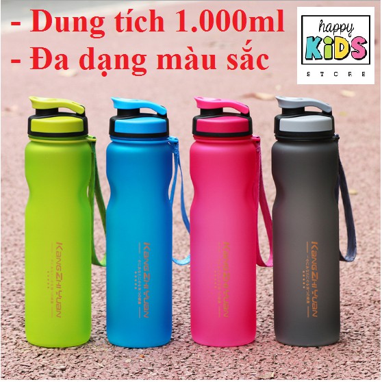 (Đủ màu) Bình Đựng Nước Tập Gym Tập Thể Thao 1L và 600ml