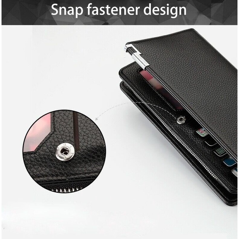 Ví Da Bò Nam Thương Cao Cấp Playboy Cầm Tay Họa Tiết Vải Thiều Doanh Nhân Ví Đựng Thẻ Có Khóa Kéo Túi Đựng Điện Thoại