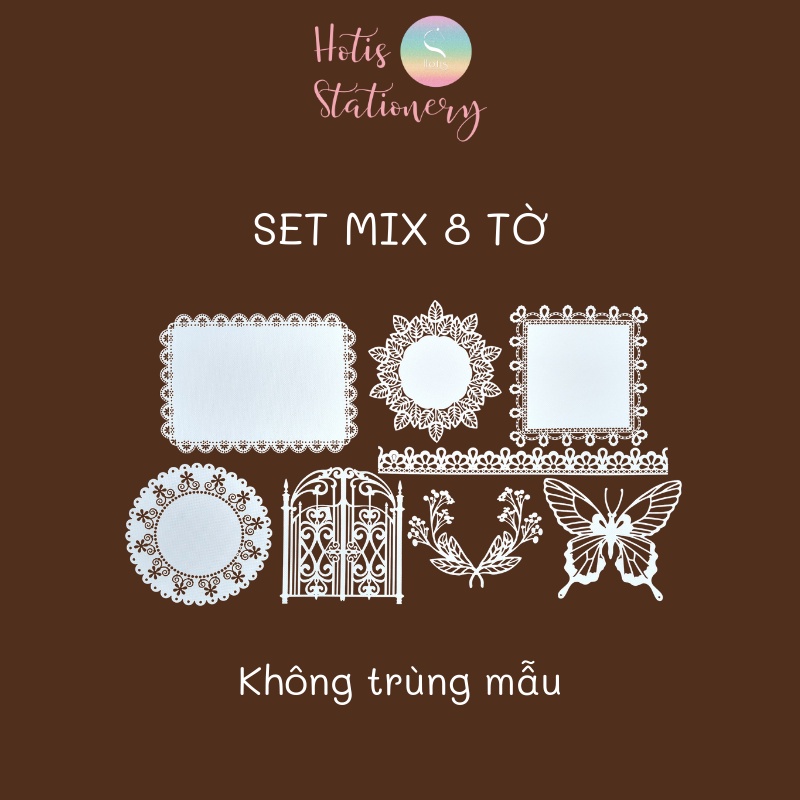 [MIX MẪU] Set giấy ren rỗng vintage trang trí sổ - 10 hình