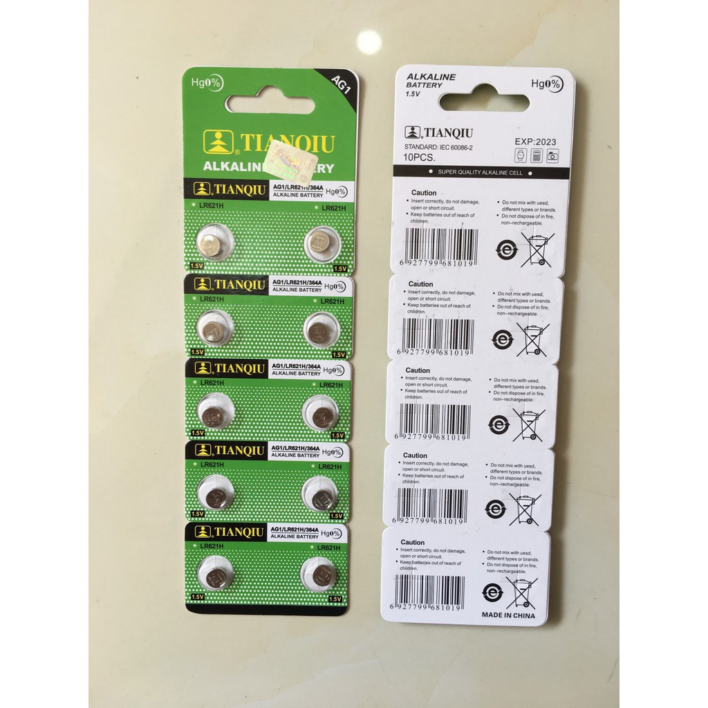 Vỉ 10 viên pin Alkaline AG1 LR621 364A 621