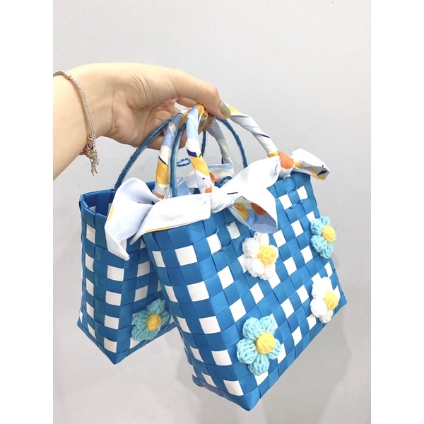 Túi Đan HandMade dán hoa
