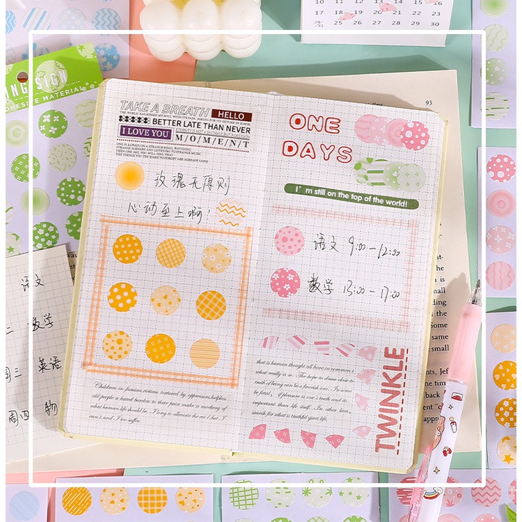 Peach 5Pcs Spring Garden lovely polka dot sticker seal stickers Journal Scrapbook Decor Sticker